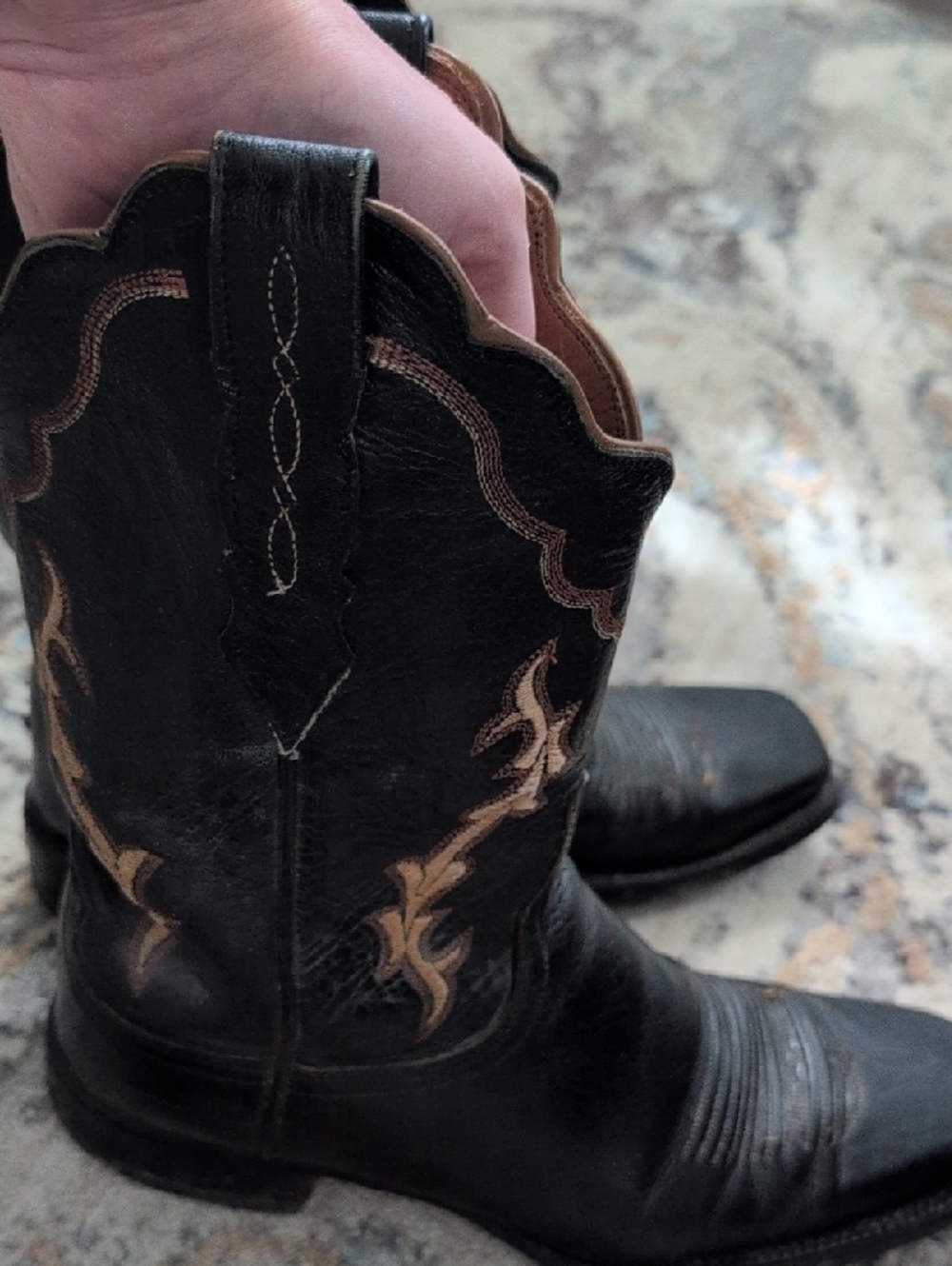 Black Leather Lucchese 2000 Cowboy Boots - Picture 4 of 10